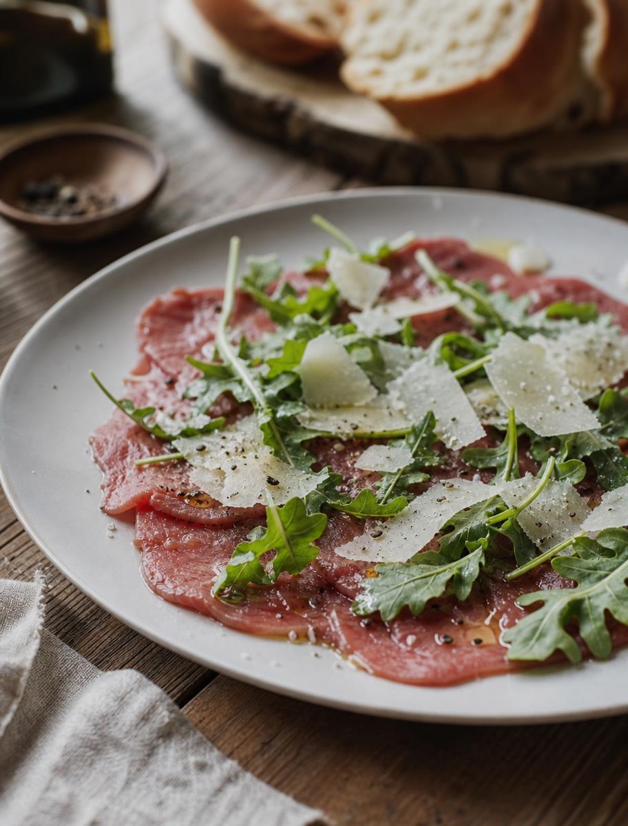 Carpaccio classico mit Parmesan und Rucola